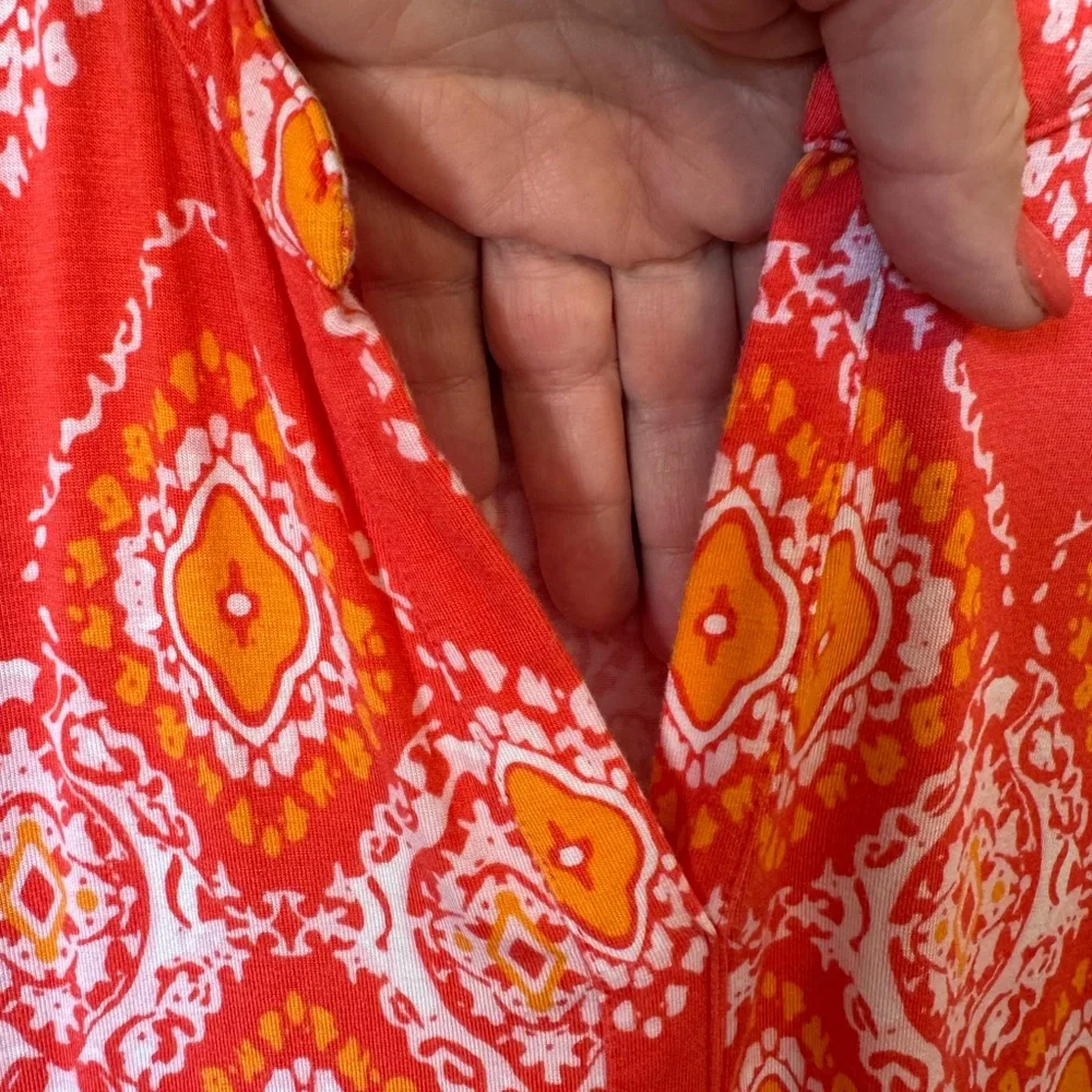 SUMMER  Dana Buchman Orange Print Casual Top   XLARGE    #S - Picture 2 of 7